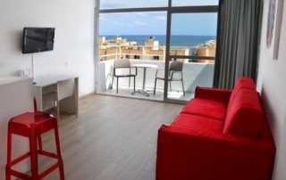 Cheap apartment with pool up to 3 guests PLAYATIV Living room4 - LeibTour: TOP aparthotels in Ibiza