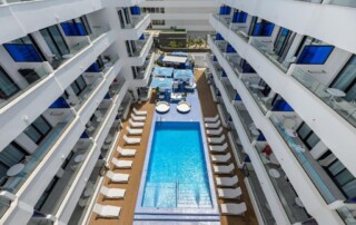 JBQBLUE pool birds eye - LeibTour: TOP aparthotels in Ibiza