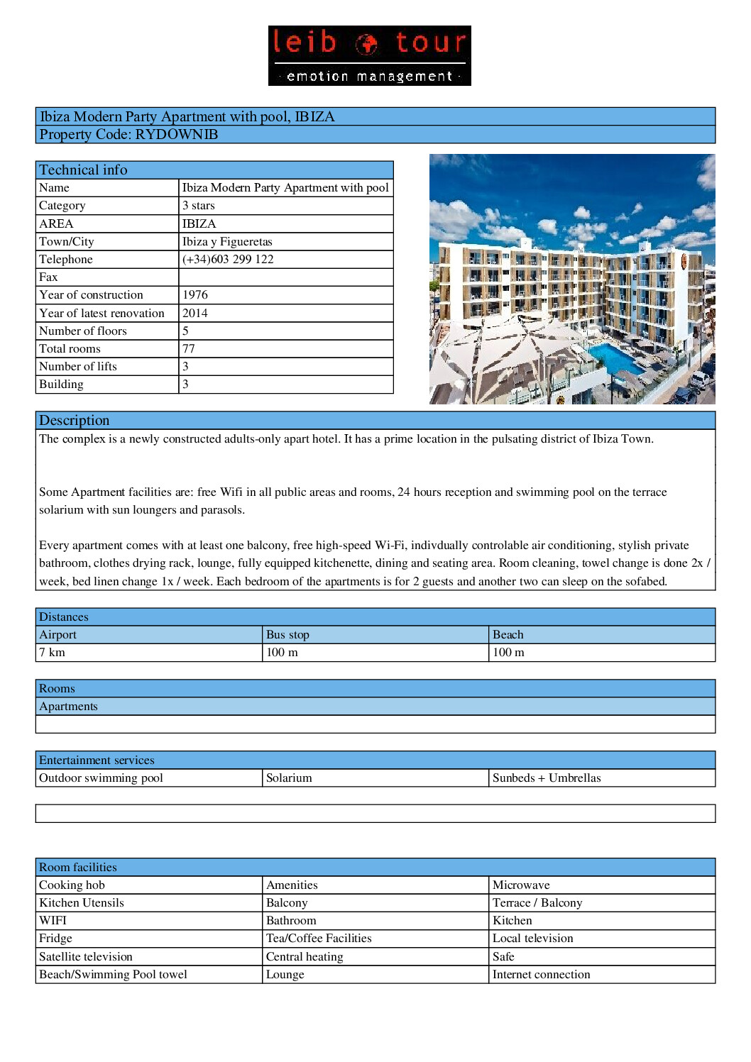 RYDOWNIB Technical Info 1 pdf - LeibTour: TOP aparthotels in Ibiza